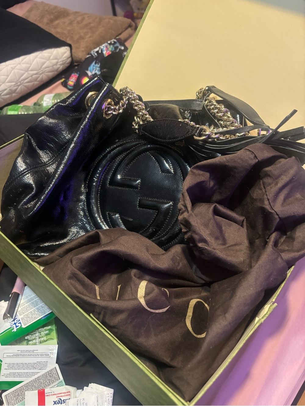 Black Leather Chain Shoulder Bag - Designer Style